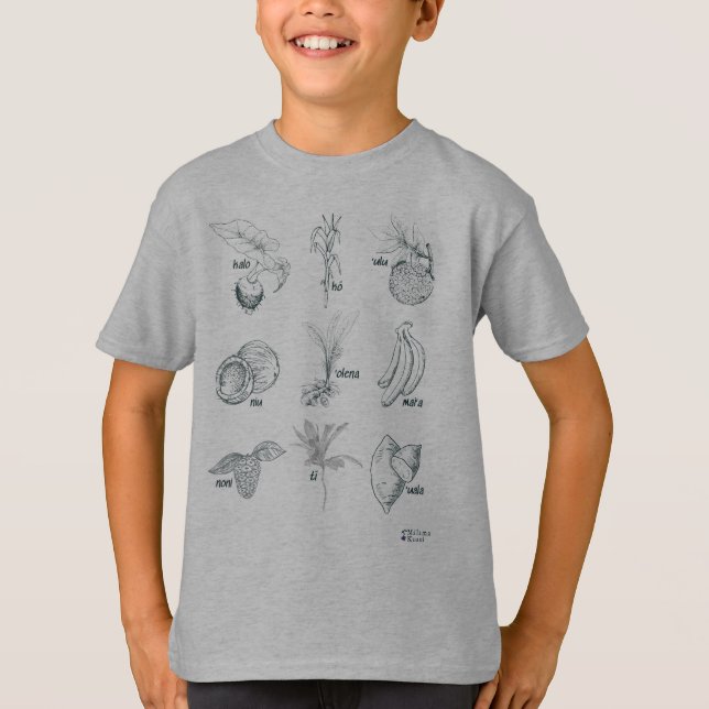 Camiseta Camisas Keiki de la planta de canoas de Hawái (Anverso)