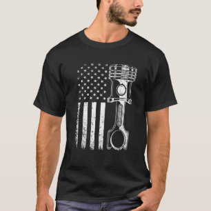 Camiseta Camisas mecánicas vintage Hombres Bandera American