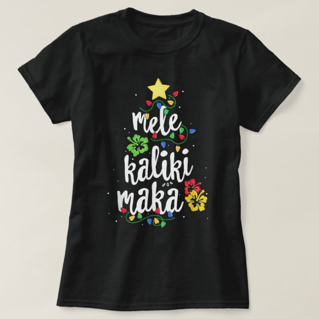 Camiseta Camisas Mele Kalikimaka Para Mujeres Hawai Hawaii  (Diseño del anverso)
