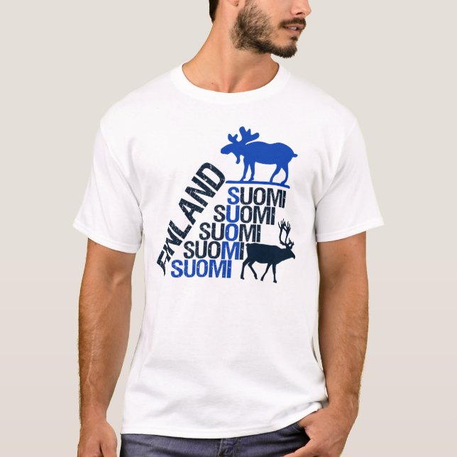 Camiseta Camisas Moose y Reindeer de Finlandia - elegir est (Anverso)