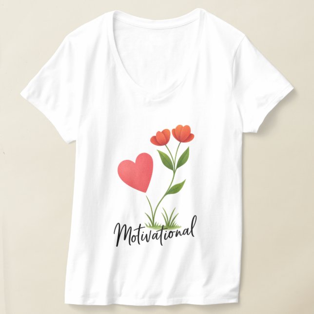 Camiseta Camisas motivacionales Corazón y Flores (Distribución )