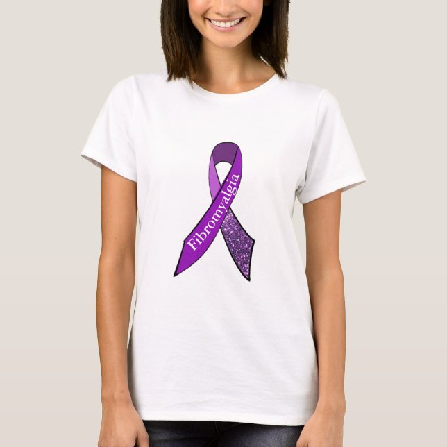 Camiseta Camisas mujeres de la Fibromialgia Púrpura (Anverso)