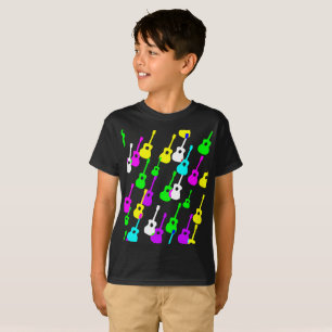 Camiseta Camisas musicales de formas de guitarra multicolor