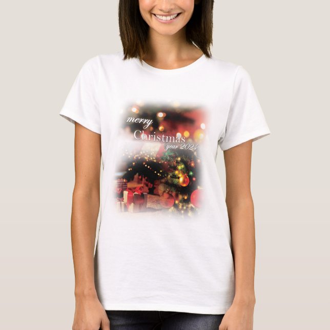Camiseta Camisas navideñas de mujer Feliz (Anverso)