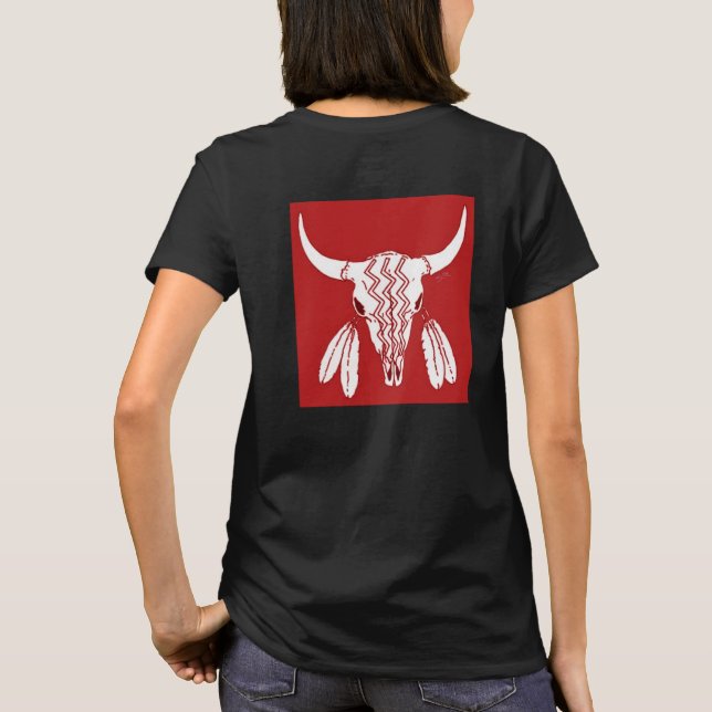 Camiseta Camisas negras de las mujeres de Búfalo Fantasma R (Reverso)