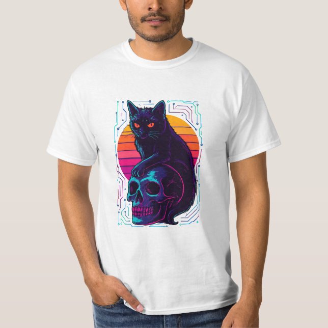 Camiseta Camisas para gatos y calaveras - Ropa de calle abs (Anverso)