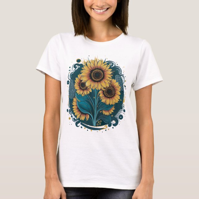 Camiseta Camisas para mujeres sinfónicas de girasol (Anverso)