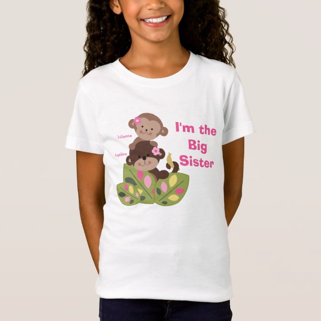 Camiseta Camisas para niños de Chicas de monos hermanos gra (Anverso)