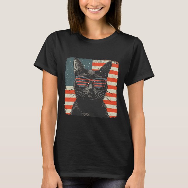 Camiseta Camisas Patrióticas De Gato Negro 4 De Julio Hombr (Anverso)