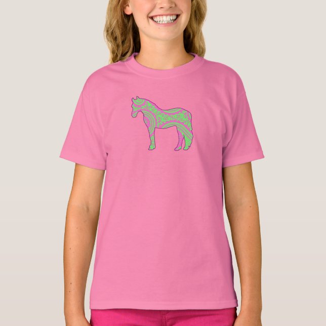 Camiseta Camisas Pony Rosa y Verde Paisley (Anverso)