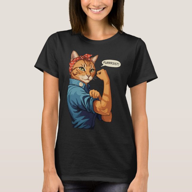 Camiseta Camisas purrísticas, cazador de gatos, cazador de  (Anverso)