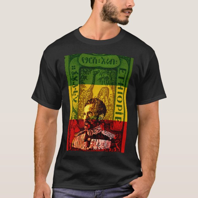 Camiseta Camisas rastas de Haile Selassie Ethiopia (Anverso)