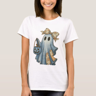 Camiseta Camisas retro Halloween Blue Denim Ghost