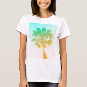 Camiseta Camisas retro vintage Ombre Los Angeles Palm Tree