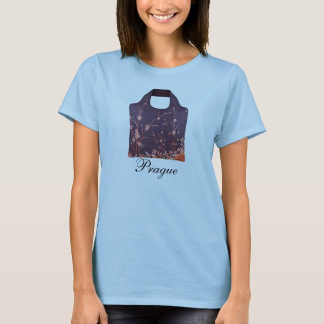 Camiseta Camisas Ringer de Praga con flores moradas (Anverso)