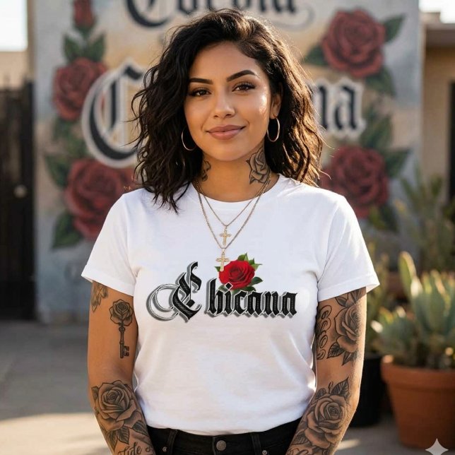 Camiseta Camisas Rojas Chicana (Chicana Red Rose shirt)