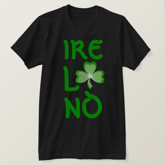 Camiseta Camisas Shamrock 'Ireland' vertical negro (Anverso del diseño)