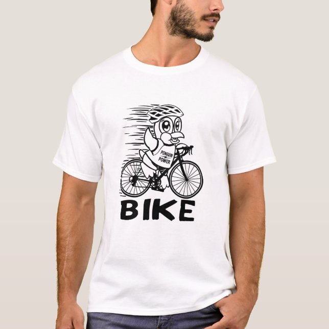 Camiseta Camisas Tee de Ciclismo en Bicicleta Pingüino (Anverso)