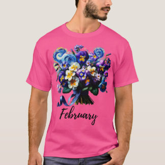 Camiseta Camisas Violet Flower Shirt Febrero Nacimiento Mes