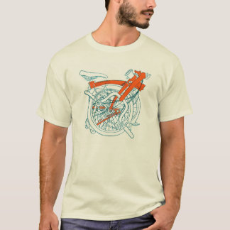 Camiseta Camiseta, azul y naranja de la bicicleta de