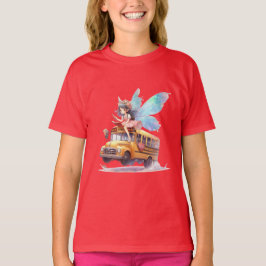 Camiseta Camiseta-camiseta de Chica de autobús escolar para