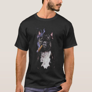 Camiseta Camiseta, cigarro que fuma del bulldog francés del
