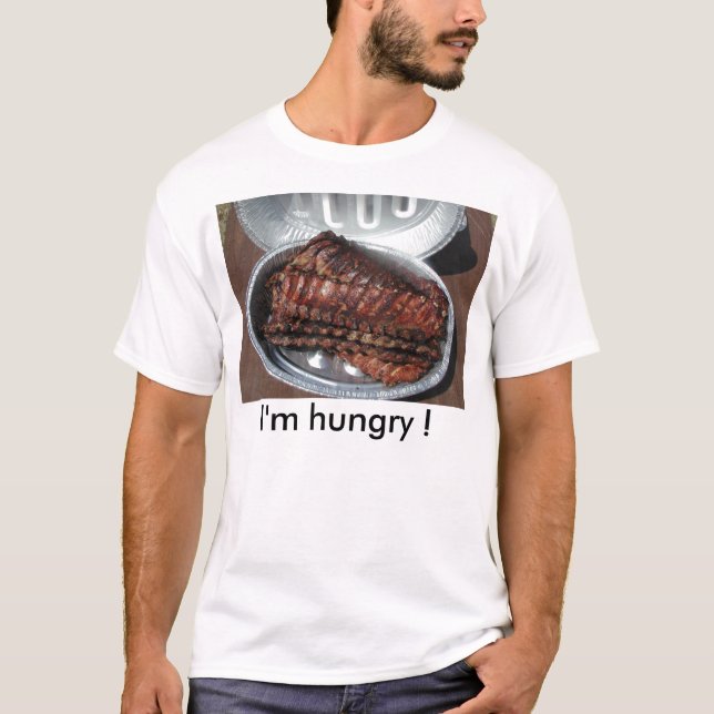 Camiseta ¡Camiseta, COSTILLAS, tengo hambre! (Anverso)