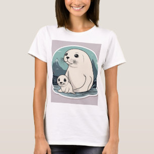 Camiseta "Camiseta Cute Seal Mother y Baby Design - Adorab
