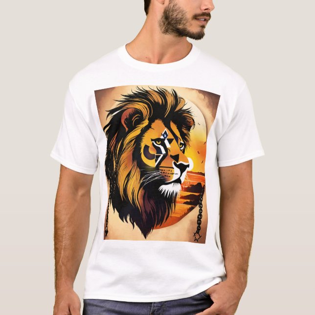 Camiseta "Camiseta De Cabeza De León De Silhouette - Negrit (Anverso)