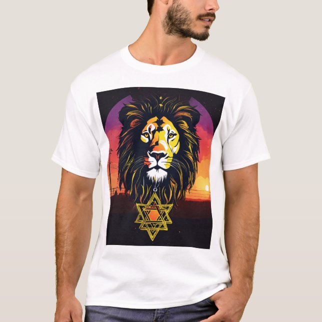 Camiseta "Camiseta de cabeza de león de silueta - audaz y p (Anverso)