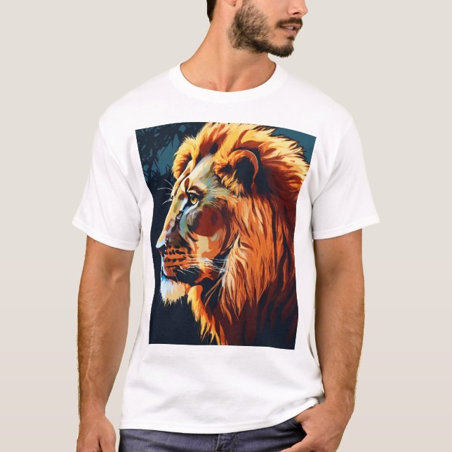 Camiseta "Camiseta de cabeza de león de silueta - audaz y p (Anverso)
