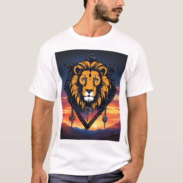 Camiseta "Camiseta de cabeza de león de silueta - audaz y p (Anverso)