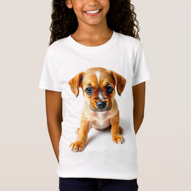 Camiseta "Camiseta De Chicas De Cachorro Cutáneo - Adorable (Anverso)