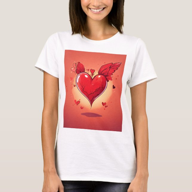 Camiseta "Camiseta de diseño del corazón" - Tela elegante y (Anverso)