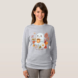 Camiseta Camiseta de Fantasma Adorable Bebiendo Café - Vib
