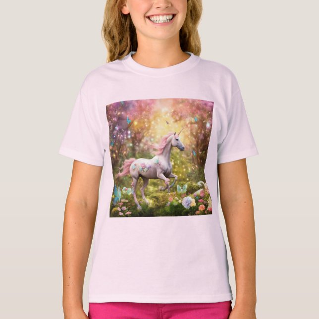 Camiseta "Camiseta de la Selva Rainbow Unicorn encantada" (Anverso)