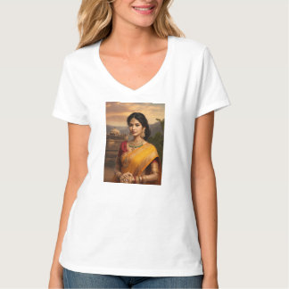 Camiseta "Camiseta de moda con cuello V con imagen gráfica