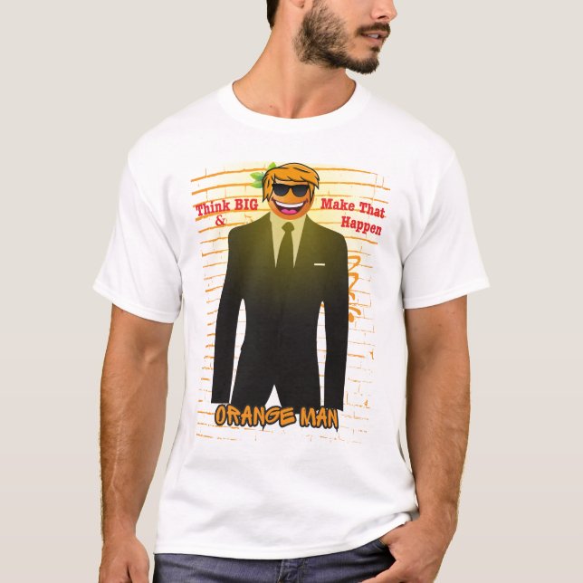 Camiseta "Camiseta De Motivación De Hombre Naranja - Piensa (Anverso)