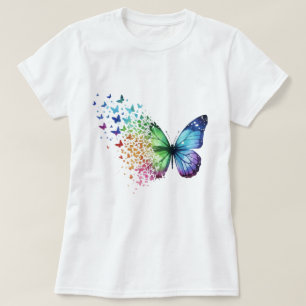 Camiseta 🦋🌈Camiseta De Mujer Mariposa Explosión De Color