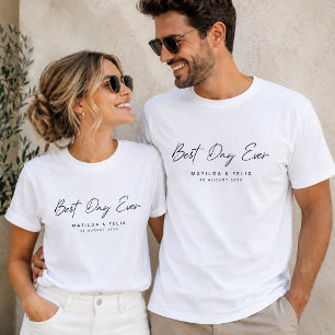 Camiseta   Camiseta de Pareja de Boda Mejor Día Pe
