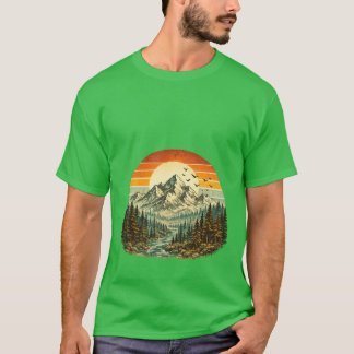 Camiseta "Camiseta de río forestal al atardecer de montaña 
