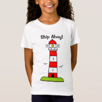 ¡Camiseta del dibujo animado del faro para la nave