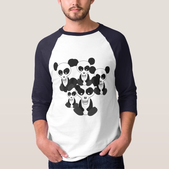 Camiseta "Camiseta del raglán de los cráneos de la panda" (Anverso)