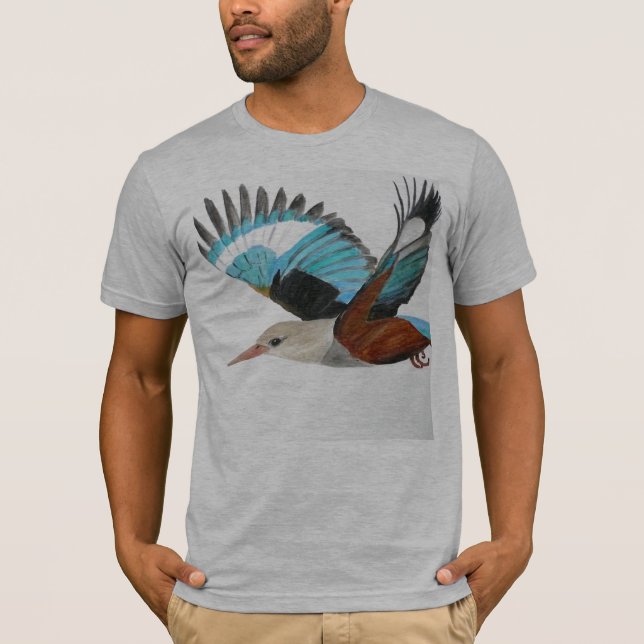 Camiseta ¡Camiseta dirigida gris del martín pescador! (Anverso)