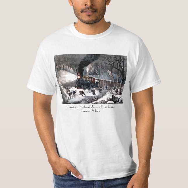 Camiseta Camiseta: Escena americana del ferrocarril: (Anverso)