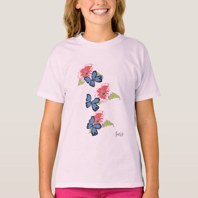 Camiseta Camiseta: Flores y mariposas silvestres (Anverso)
