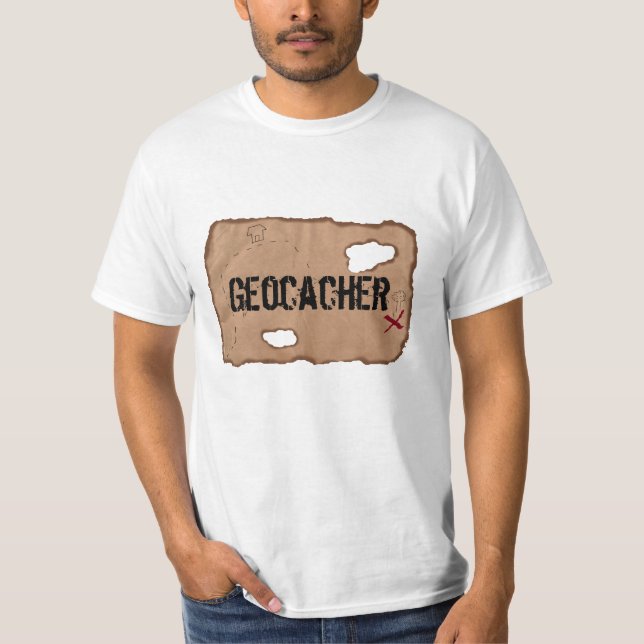 Camiseta Camiseta: Geocacher (Mapa del tesoro). Blanca (Anverso)