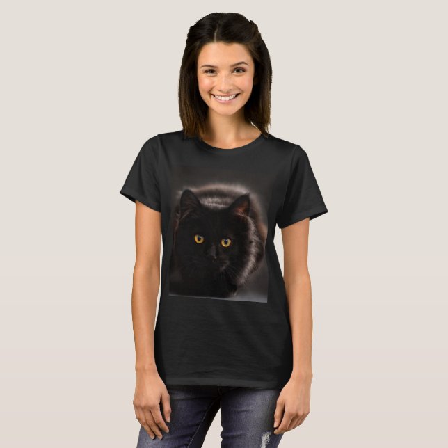 Camiseta "Camiseta gigante de gato negro (Anverso completo)