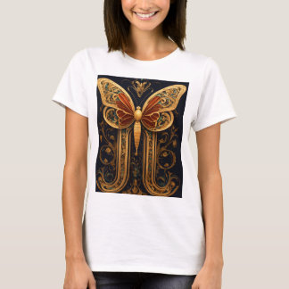 Camiseta "Camiseta impresa de mariposa dorada - Elegante y 