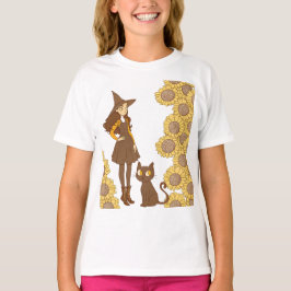 Camiseta “Camiseta infantil de Halloween de bruja y girasol